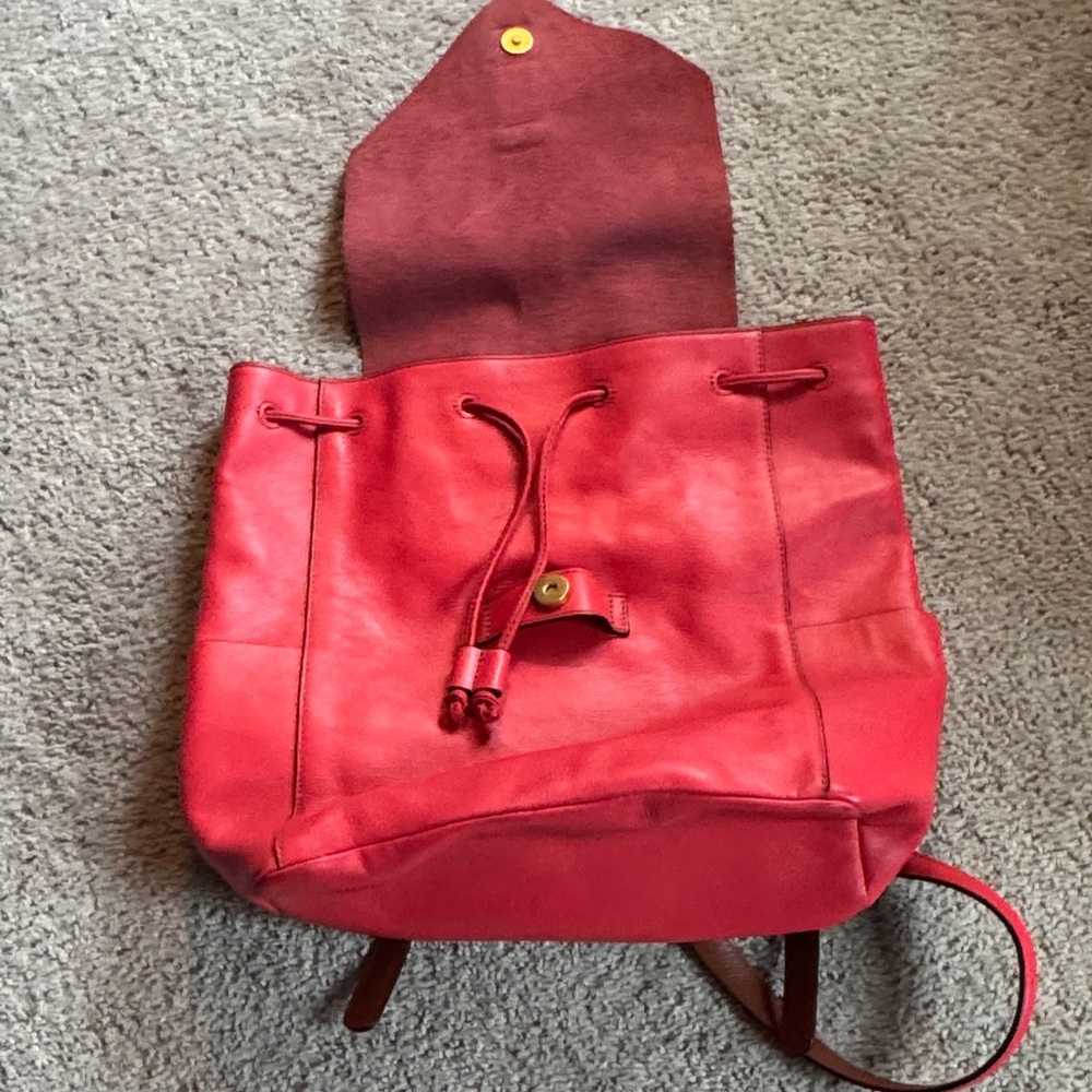 Vera Bradley Red Leather Drawstring Backpack